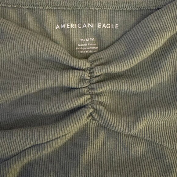 American Eagle Green Short Sleeve Off The Shoulder Top Blouse - Size Medium - Picture 3 of 9